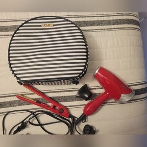 CHI Red Hair Travel Styling Set with Striped Case